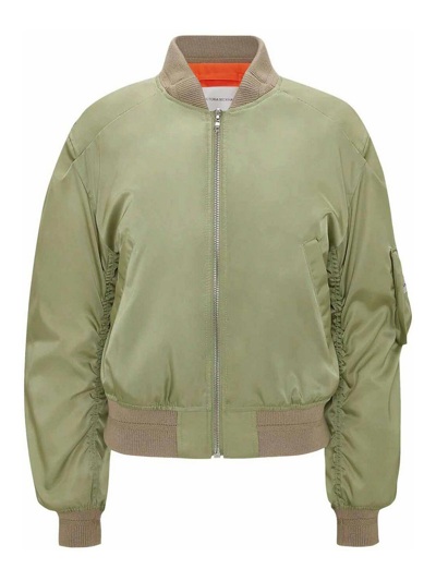 Victoria Beckham Cropped Bomber Jacket In Green