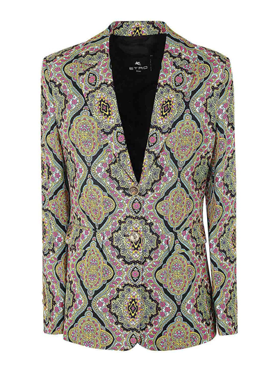 Etro Printed Silk Twill Jacket Clothing In Multicolour