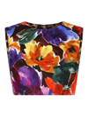 Dolce & Gabbana Brocade Crop Top With Abstract Flower Print In Multicolour