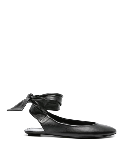 Attico Leather Pointed Toe Ballerinas In Black