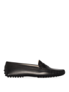 Tod's Gommino Black Loafers With Embossed Logo In Smooth Leather Woman In Negro