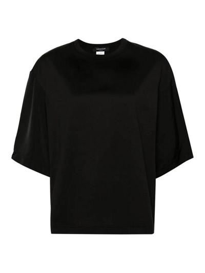 Fabiana Filippi Satin-sleeves Cotton T-shirt In Blue