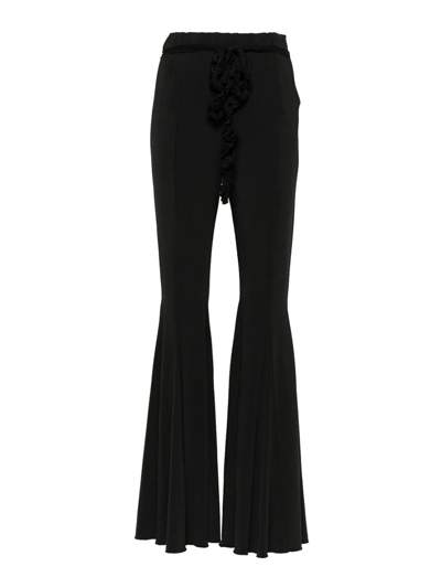 Rotate Birger Christensen Ruffle-detailing High-waist Flared Trousers In Black  