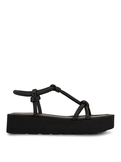 Gianvito Rossi Open Toe Flatform Leather Sandals In White