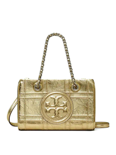 Tory Burch Logo-patch Leather Bag In Metallic