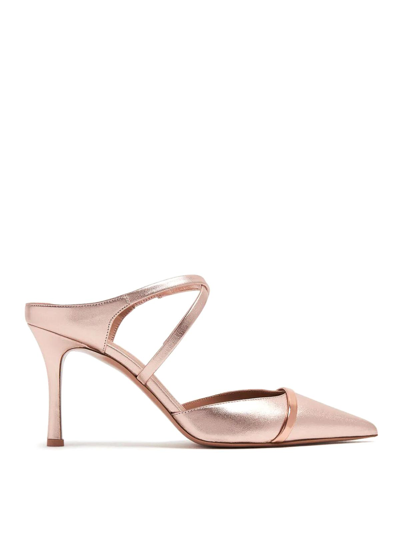 Malone Souliers Yoana Metallic Crisscross Mule Pumps In Grey