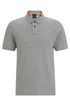 Hugo Boss Stretch-cotton Slim-fit Polo Shirt With Logo Patch In Light Grey