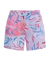 Hugo Boss Fully Lined Swim Shorts With Seasonal Print In Pink