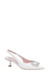 Kate Spade New York Renata Pointed Toe Kitten Heel Slingback Pump In True White