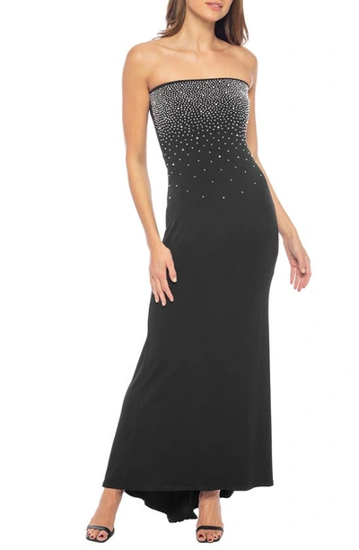 Marina Farj Beaded Bodice Strapless Mermaid Gown In Black