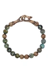 John Varvatos Distressed Turquoise Cabochon Bracelet In Brass