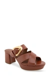 Aerosoles Collin Platform Sandal In Ginger Bread Leather
