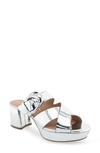 Aerosoles Collin Platform Sandal In Silver Mirror Metallic Pu