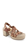 Aerosoles Cleveland Slingback Platform Sandal In Ginger Bread Leather