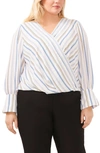 HALOGEN HALOGEN(R) CHECK PRINT FAUX WRAP TOP