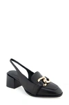 Aerosoles Allure Womens Chain Leather Block Heels In Black Leather