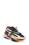Balmain Men's Unicorn Neoprene And Leather Low-top Sneakers In Black White Orange