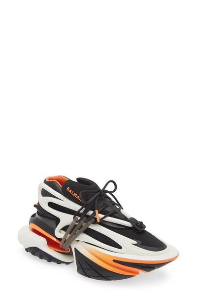 Balmain Unicorn Colour-block Leather Sneakers In Ehh Noir,blanc