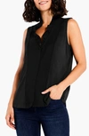 Nic + Zoe Nic+zoe Ruffled Around Sleeveless Top In Black Onyx