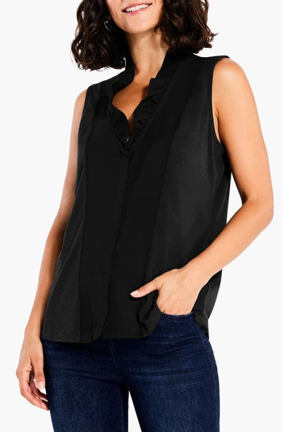 Nic + Zoe Nic+zoe Ruffled Around Sleeveless Top In Black Onyx