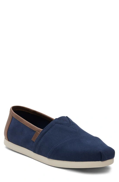 Toms Alpargata Faux Leather Trim Slip-on Trainer In Navy