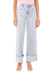 1.state High Waist Cuffed Wide Leg Jeans In Light Blue