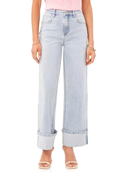 1.state High Waist Cuffed Wide Leg Jeans In Light Blue