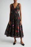 Erdem Fil-coupé Organza Midi Dress In Red / Pink