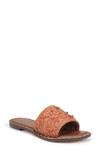 Sam Edelman Raffia Slide Sandal In Dark Rust