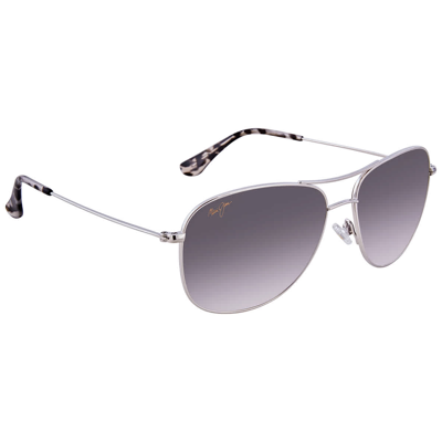 Maui Jim Cliff House Polarized Grey Pilot Sunglasses Gs247-17 59 In Grey / Silver