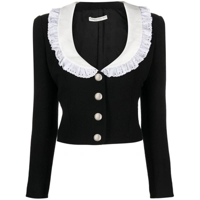 Alessandra Rich Virgin Wool Cropped Jacket In Black