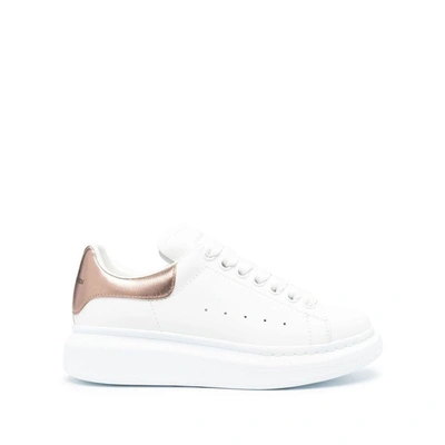 Alexander Mcqueen Woman White And Metallic Pink Oversize Sneakers