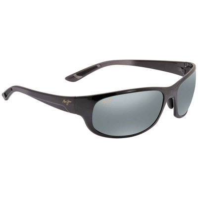 Maui Jim Twin Falls Polarized Grey Rectangular Sunglasses 417-02j 63 In Black / Grey