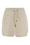 Brunello Cucinelli Women's Cotton Knit Shorts With Sequins In Oat
