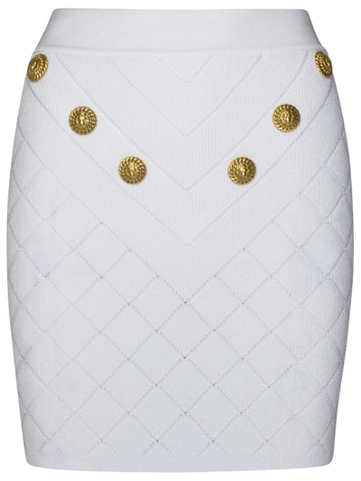 Balmain Miniskirt Buttons In White
