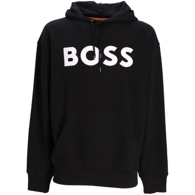 Hugo Boss Logo Print Hoodie In Black