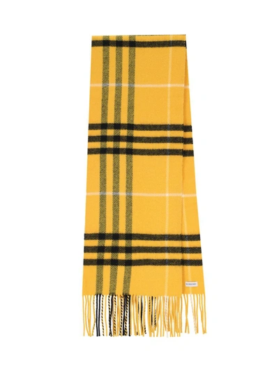 Burberry Tartan Check Cashmere-blend Scarf In Yellow