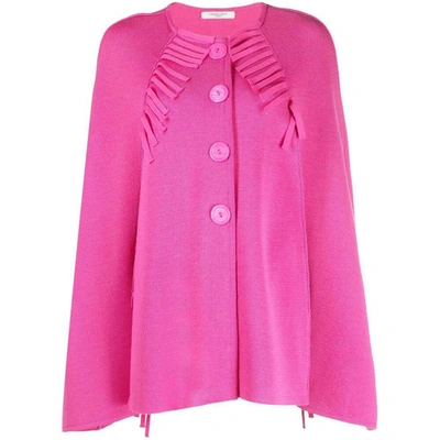 Charlott Fringed Long-sleeve Knit Top In Pink
