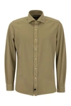 Fay Cotton French Collar Shirt In Kaki