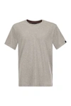 Fay Cotton T-shirt With Contrasting Color Collar In Grey
