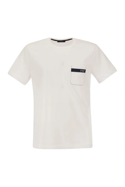 Fay Cotton T-shirt With Pocket In White