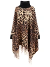 Dolce & Gabbana Leopard-print Fringed Poncho In Brown