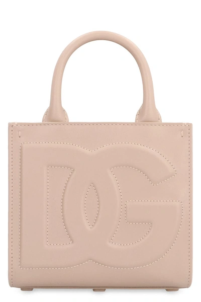 Dolce & Gabbana Dg Daily Mini Leather Tote In Pale Pink