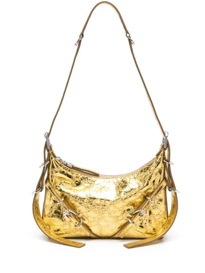 Givenchy Voyou Mini Gold Laminated Leather Bag In Golden