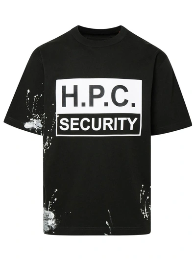 Heron Preston Mens Black H.p.c. Security Slogan-print Cotton-jersey T-shirt