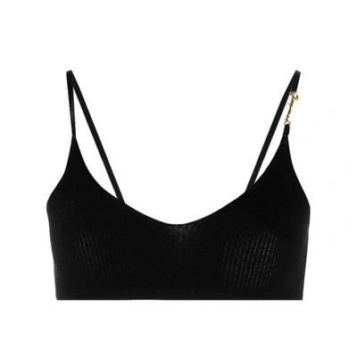 Jacquemus Le Bandeau Pralu Logo Crop Top In Black