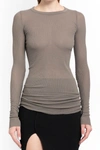 Rick Owens Open-back Ribbed Wool Top In Brown