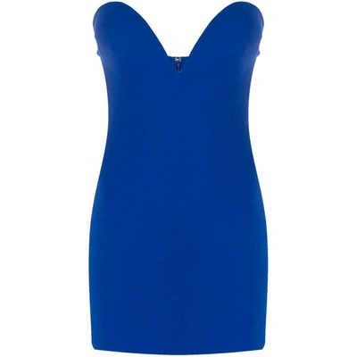 Monot Plunging-neck Strapless Minidress In Blue