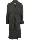 P.a.r.o.s.h Check Pattern Long Coat In Fantasia Grigio Scuro
