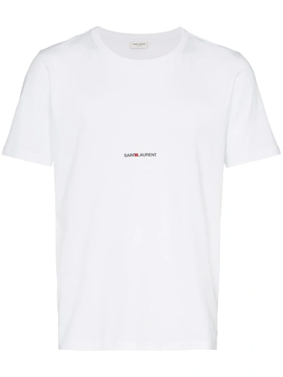 Saint Laurent Logo Cotton T-shirt In White